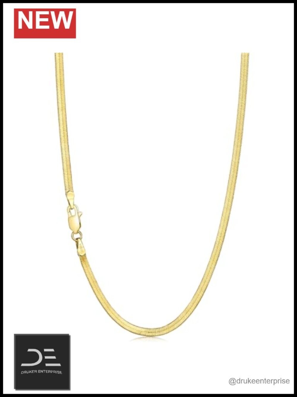 14K Gold Filled Herringbone Snake Chain Necklace 16 Inch Lobster Clasp